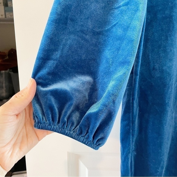 New Halogen Bright Blue Velour Half Sleeve Blouse - Picture 9 of 9